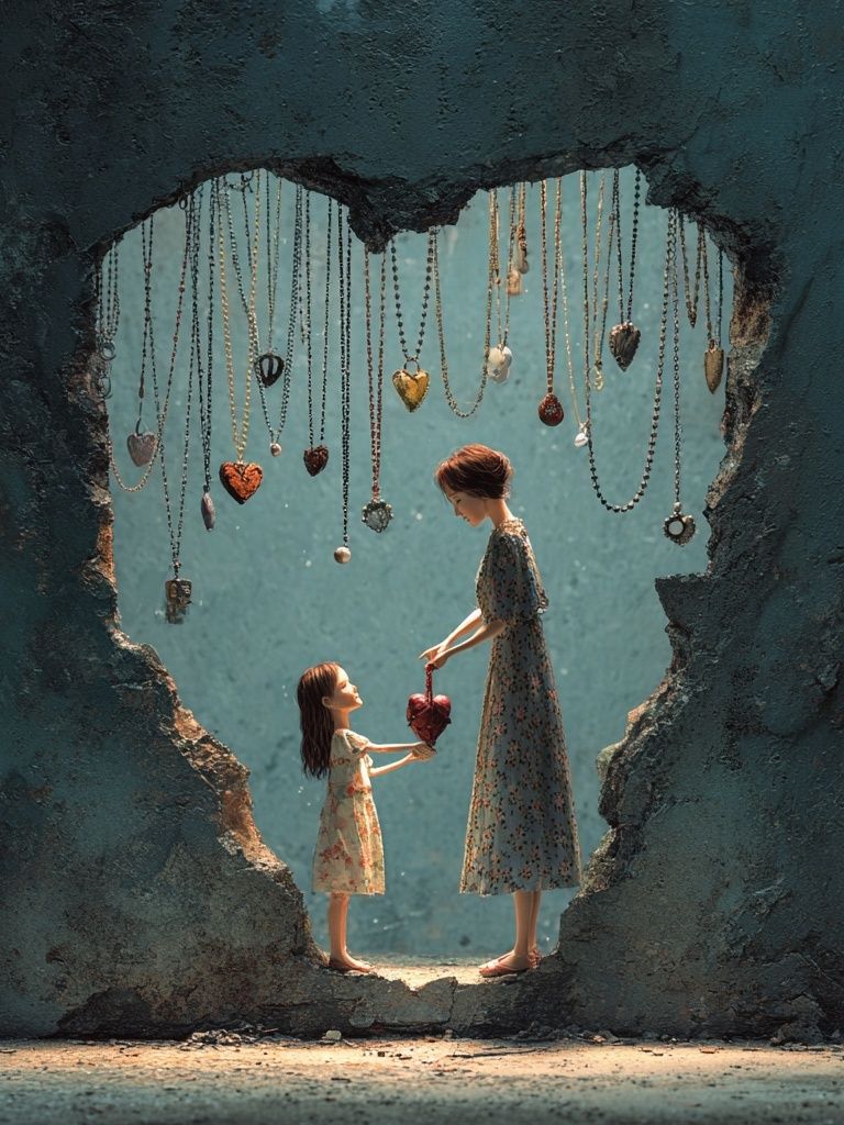 Mother and Daughter Heart Connection Poster. poster detail