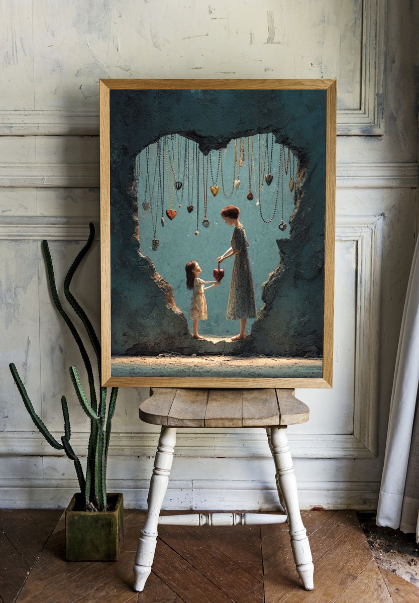 Mother and Daughter Heart Connection Poster room preview