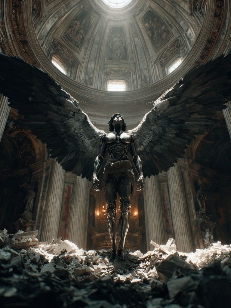Mechanical Angel — Surreal Art Print. poster — fine-art art