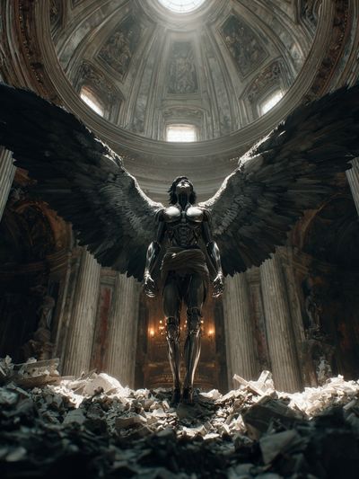 Mechanical Angel — Surreal Art Print. poster