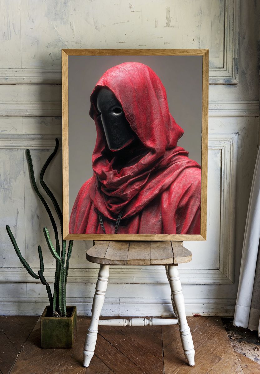 Mysterious Figure in Red — Art Print. — room view 1
