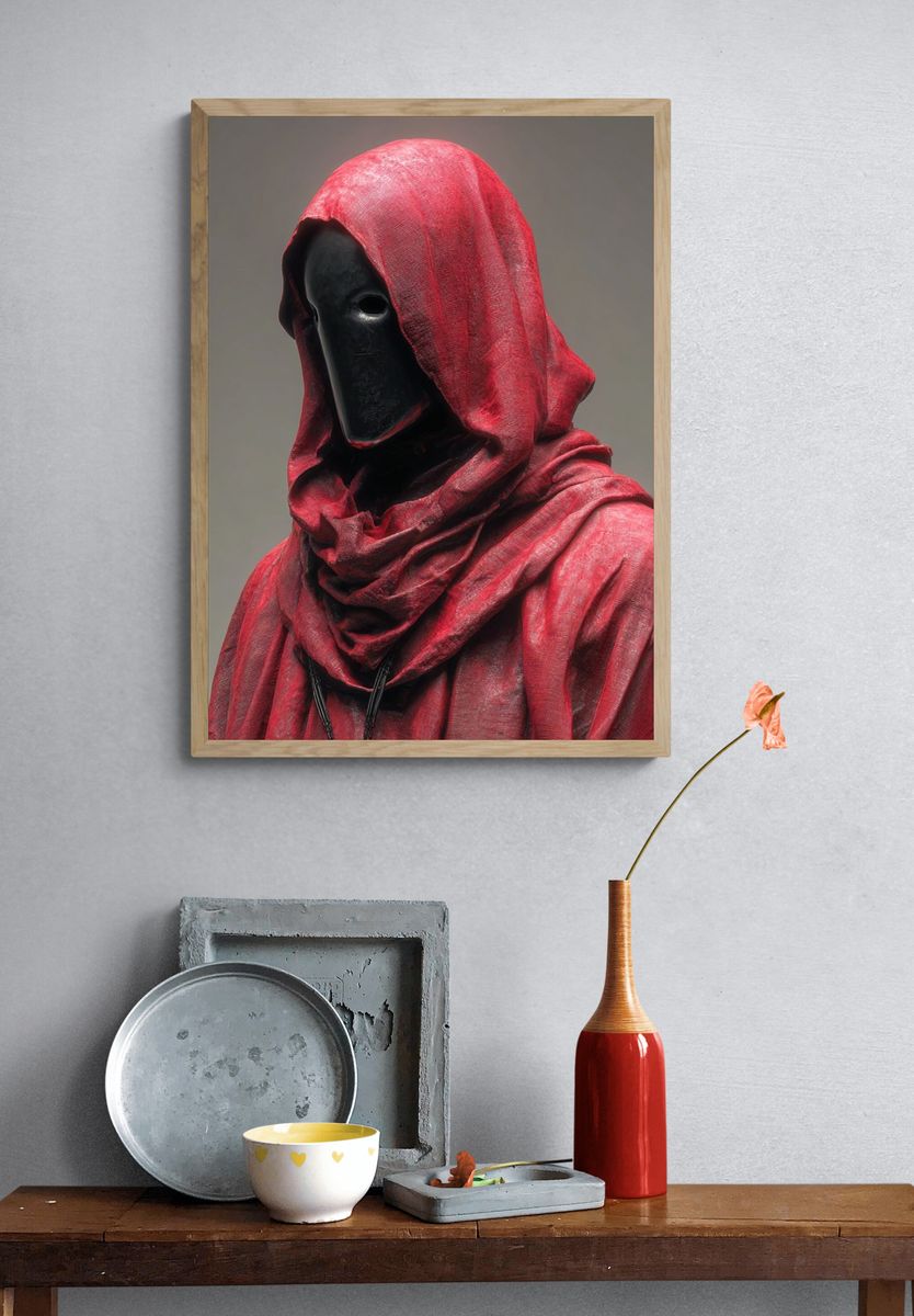Mysterious Figure in Red — Art Print. — room view 3