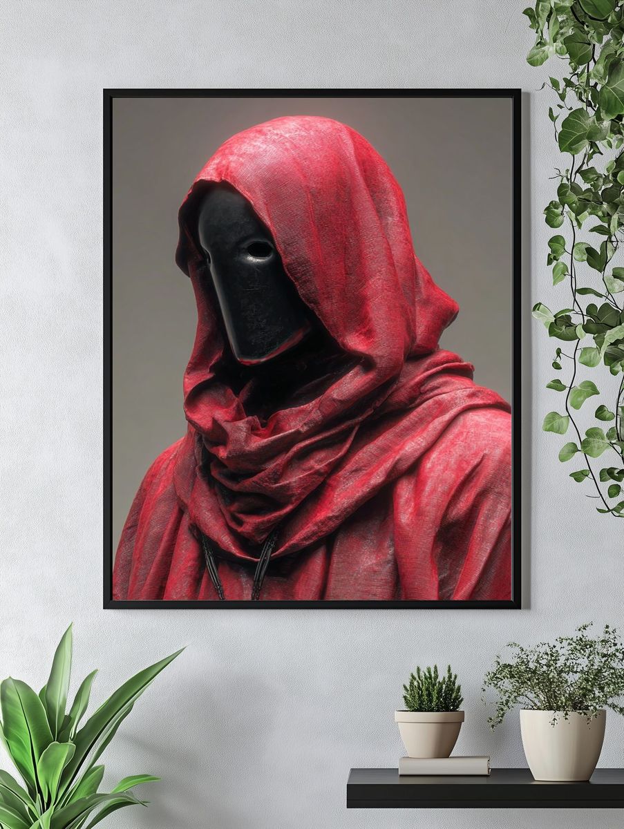 Mysterious Figure in Red — Art Print. — room view 4
