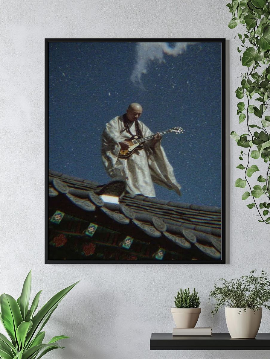 Monk Playing Guitar — Surreal Print. — room view 4