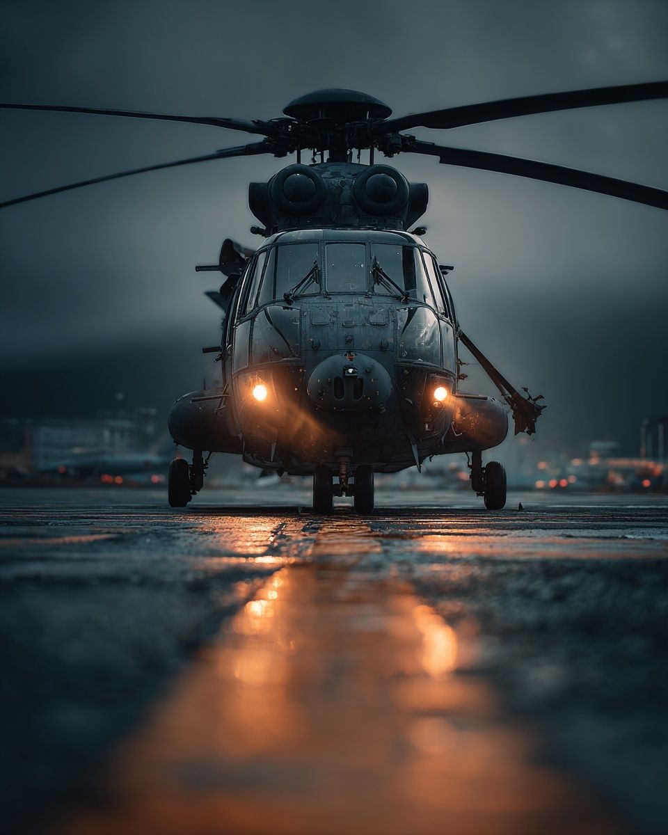 Military Helicopter Landing Poster. poster detail