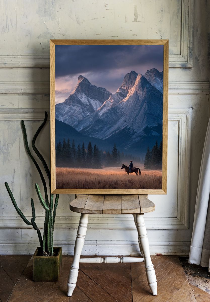 Mountain Landscape with Horse — Photography Print. — room view 1