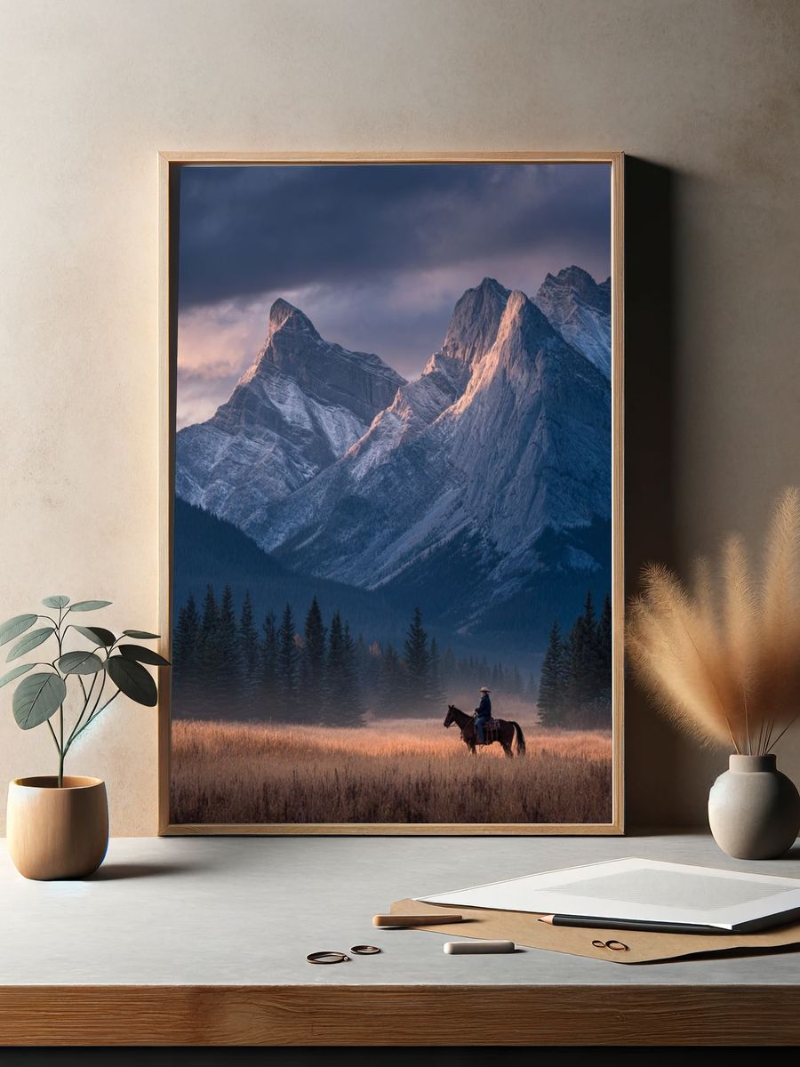 Mountain Landscape with Horse — Photography Print. — room view 2
