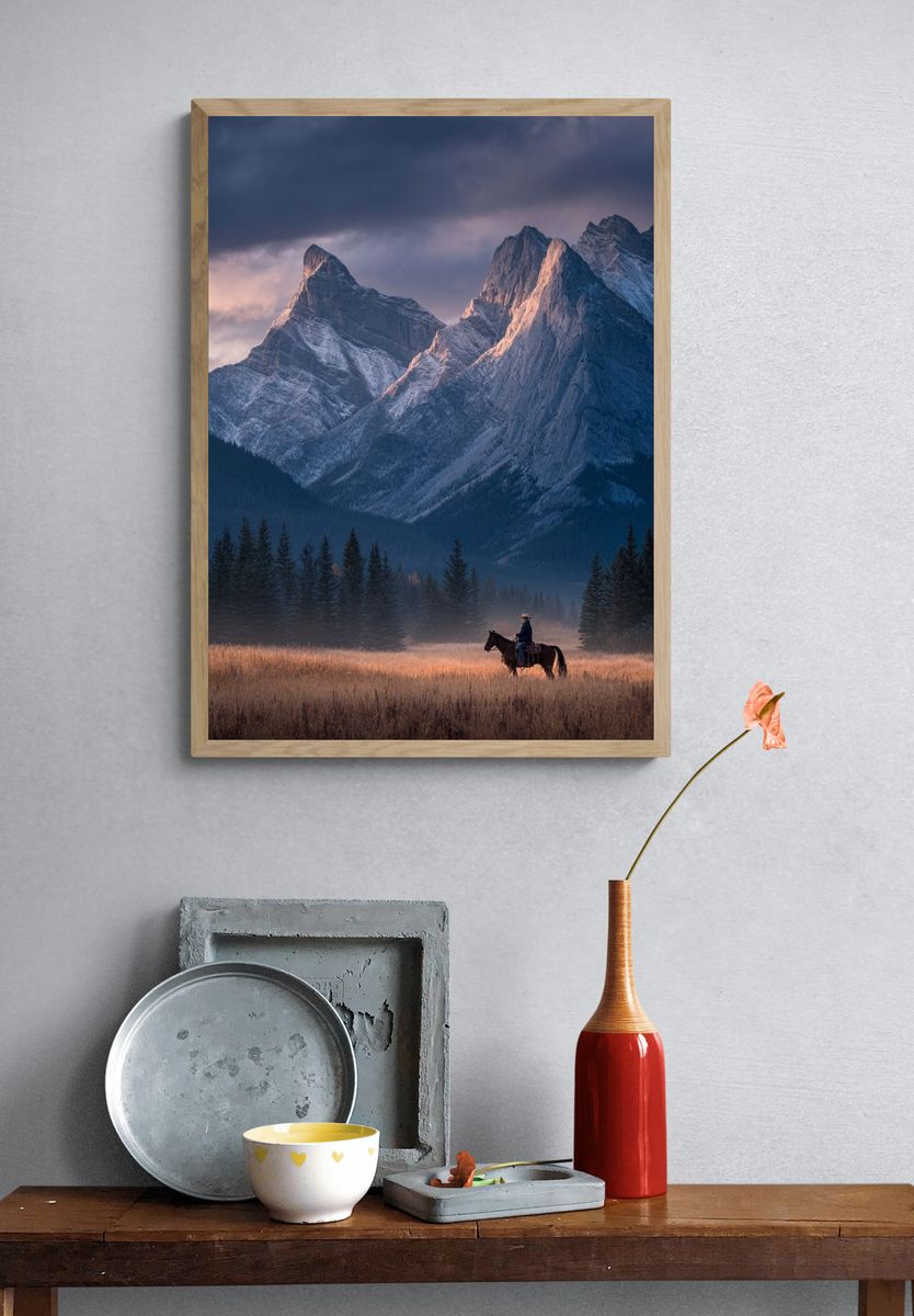 Mountain Landscape with Horse — Photography Print. — room view 3