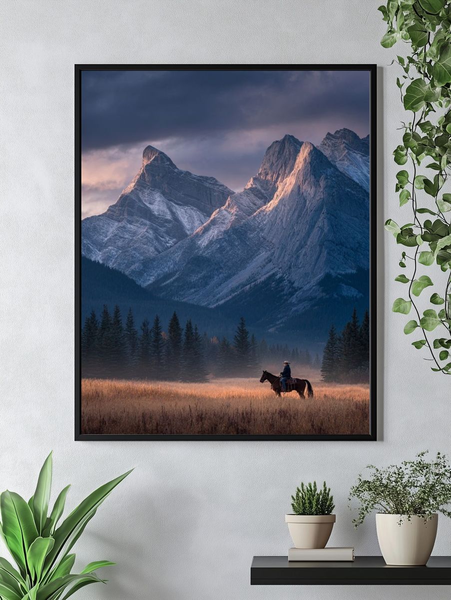 Mountain Landscape with Horse — Photography Print. — room view 4