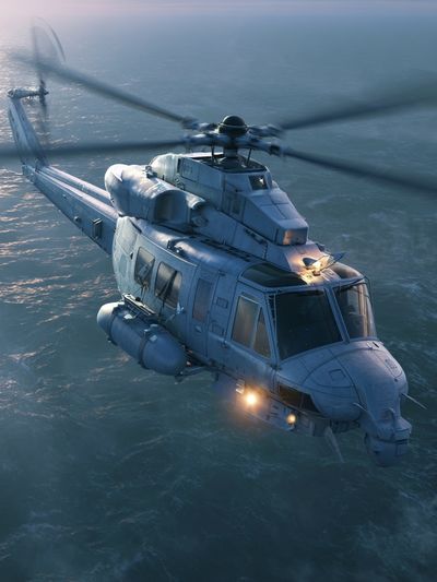 Military Helicopter Over Sea Print. poster print