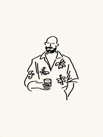 Stylish Man with Drink — Minimalist Print. poster