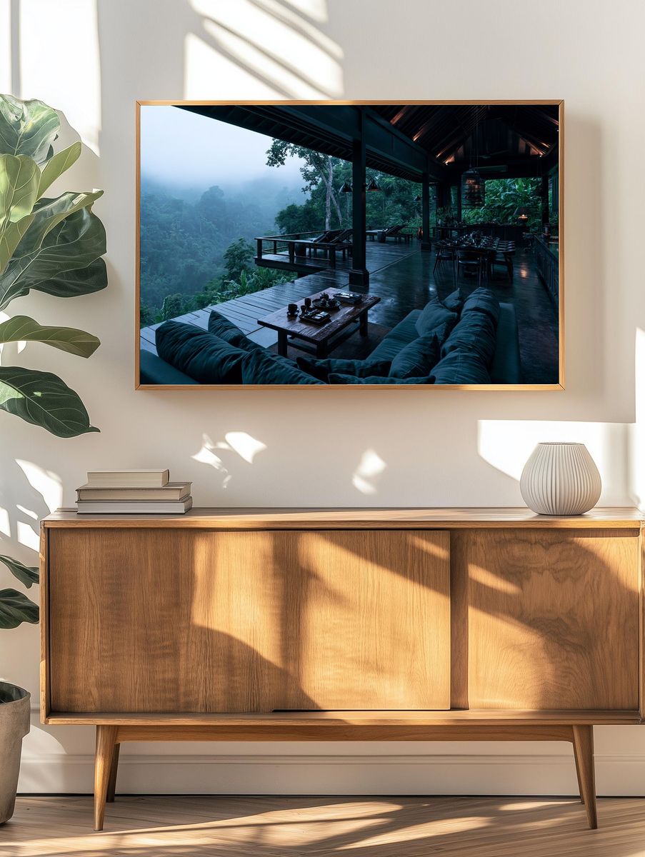 Misty Jungle Retreat Photography Poster. — room view 3