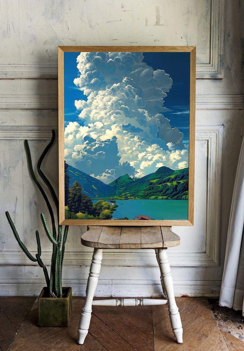 Majestic Mountain Lake — Fine Art Print. — room view 1