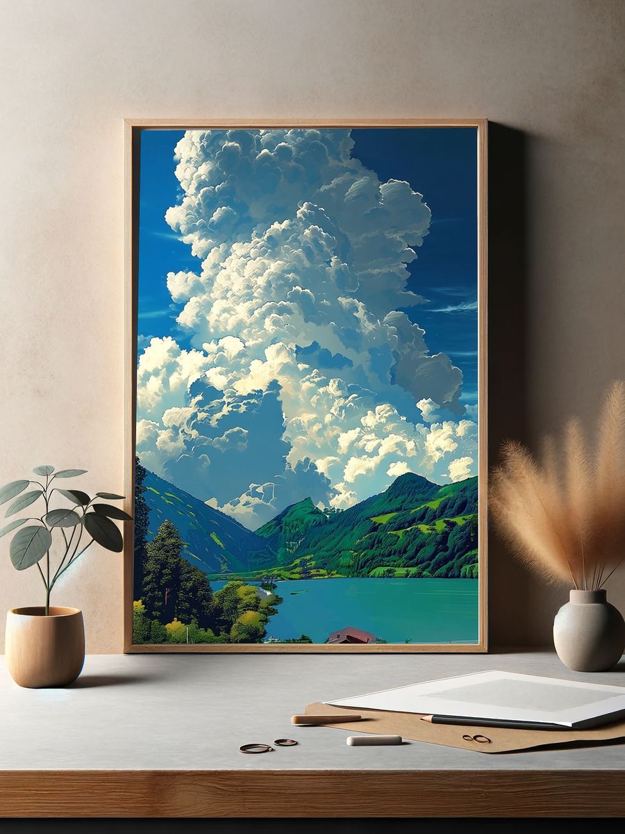 Majestic Mountain Lake — Fine Art Print. — room view 2