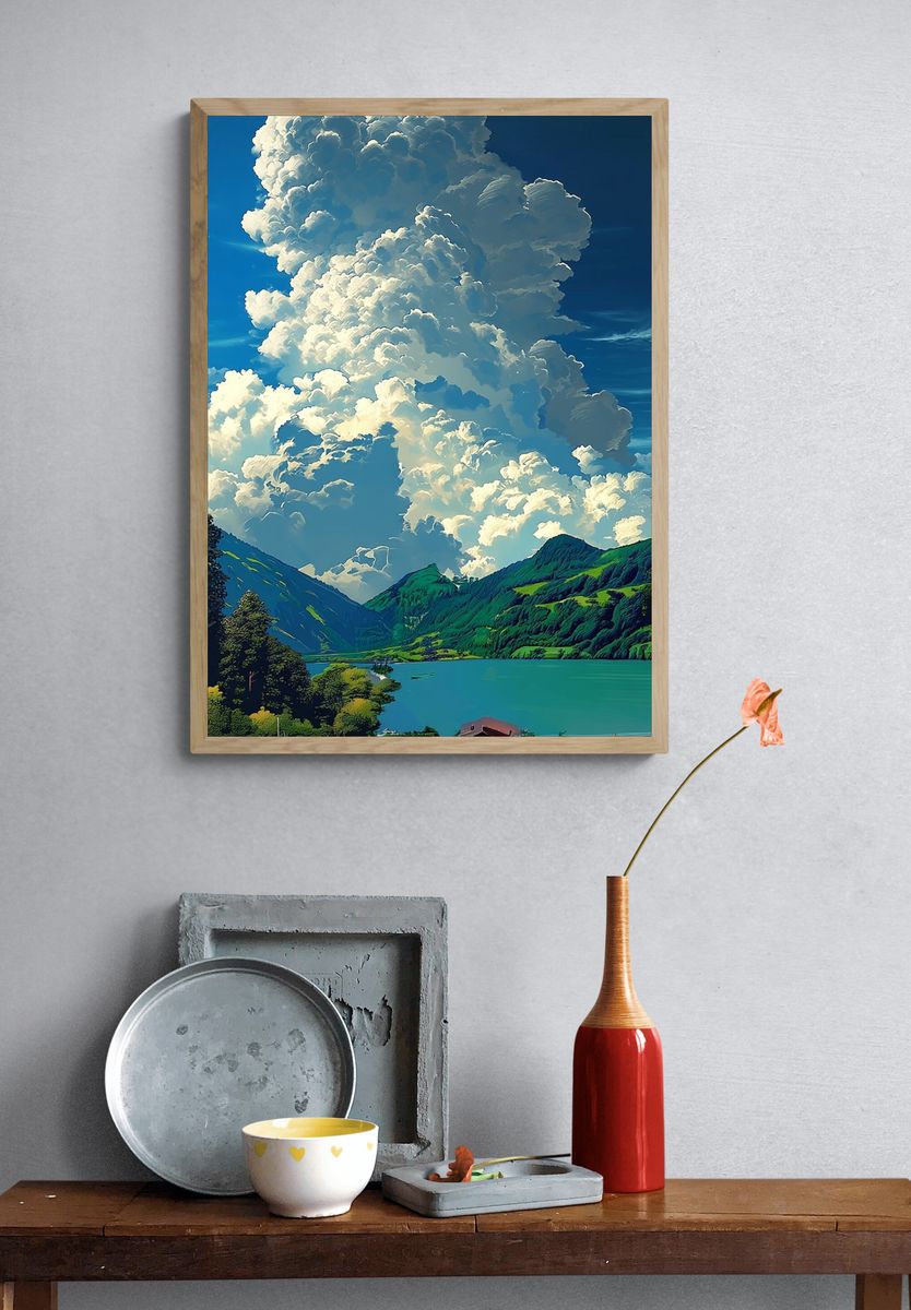 Majestic Mountain Lake — Fine Art Print. — room view 3