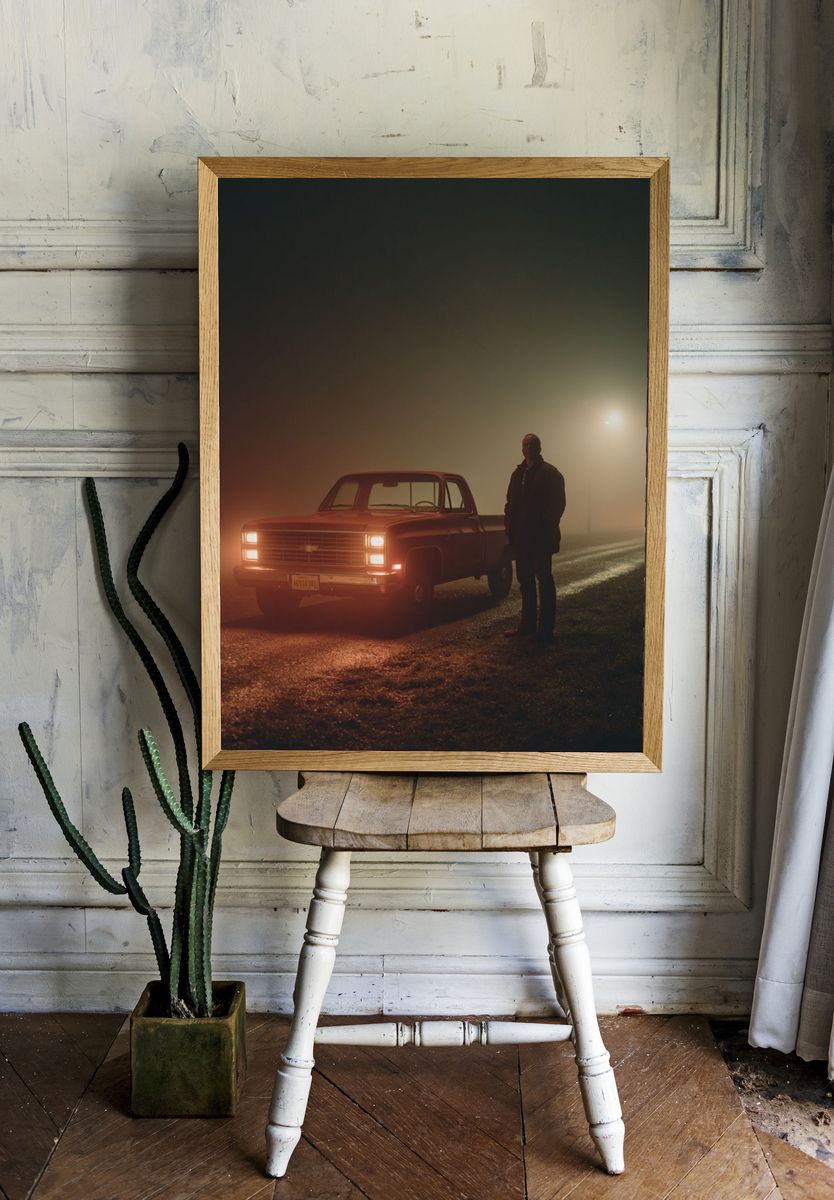 Misty Night Road — Photography Print. — room view 1
