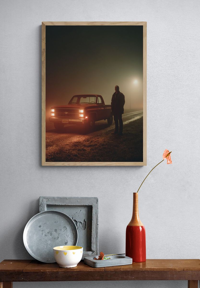 Misty Night Road — Photography Print. — room view 3