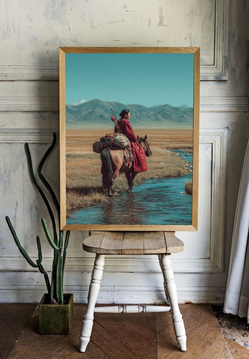 Mongolian Rider Landscape Poster. — room view 1