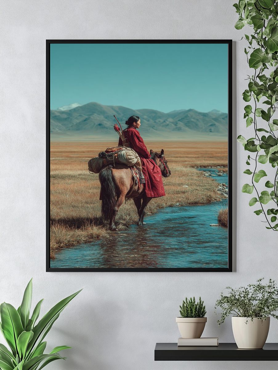 Mongolian Rider Landscape Poster. — room view 4