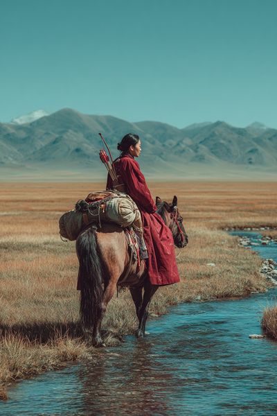 Mongolian Rider Landscape Poster. poster print