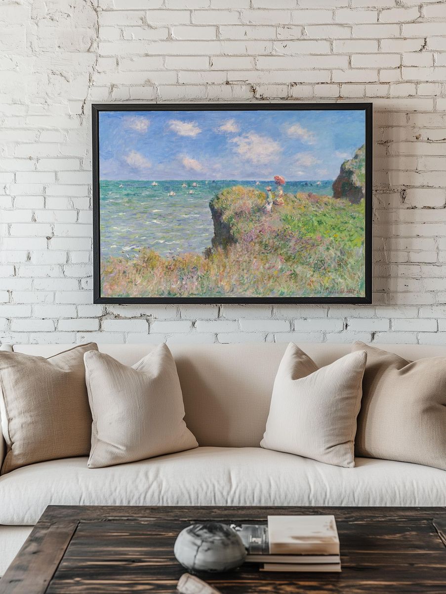 Cliff Walk at Pourville by Claude Monet (1882) — Art Print. — room view 1