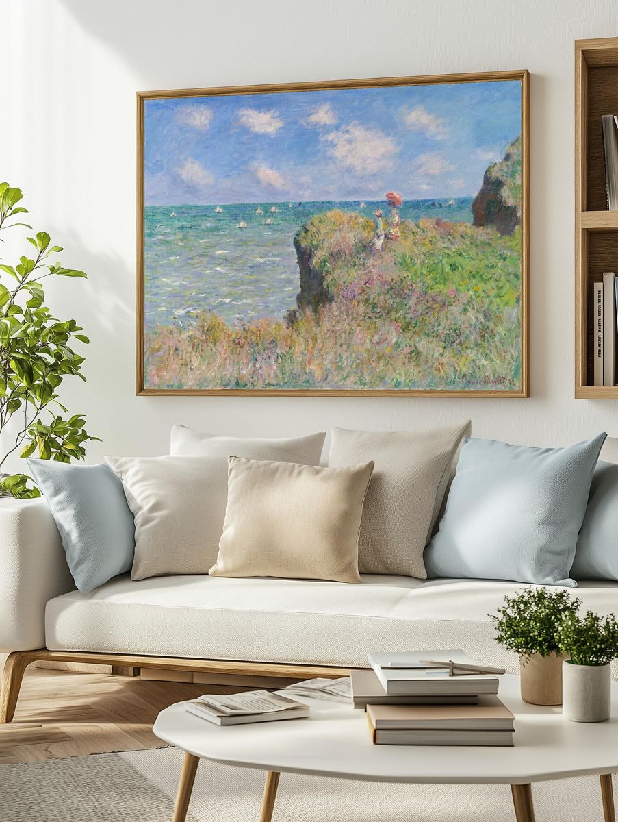 Cliff Walk at Pourville by Claude Monet (1882) — Art Print. — room view 2