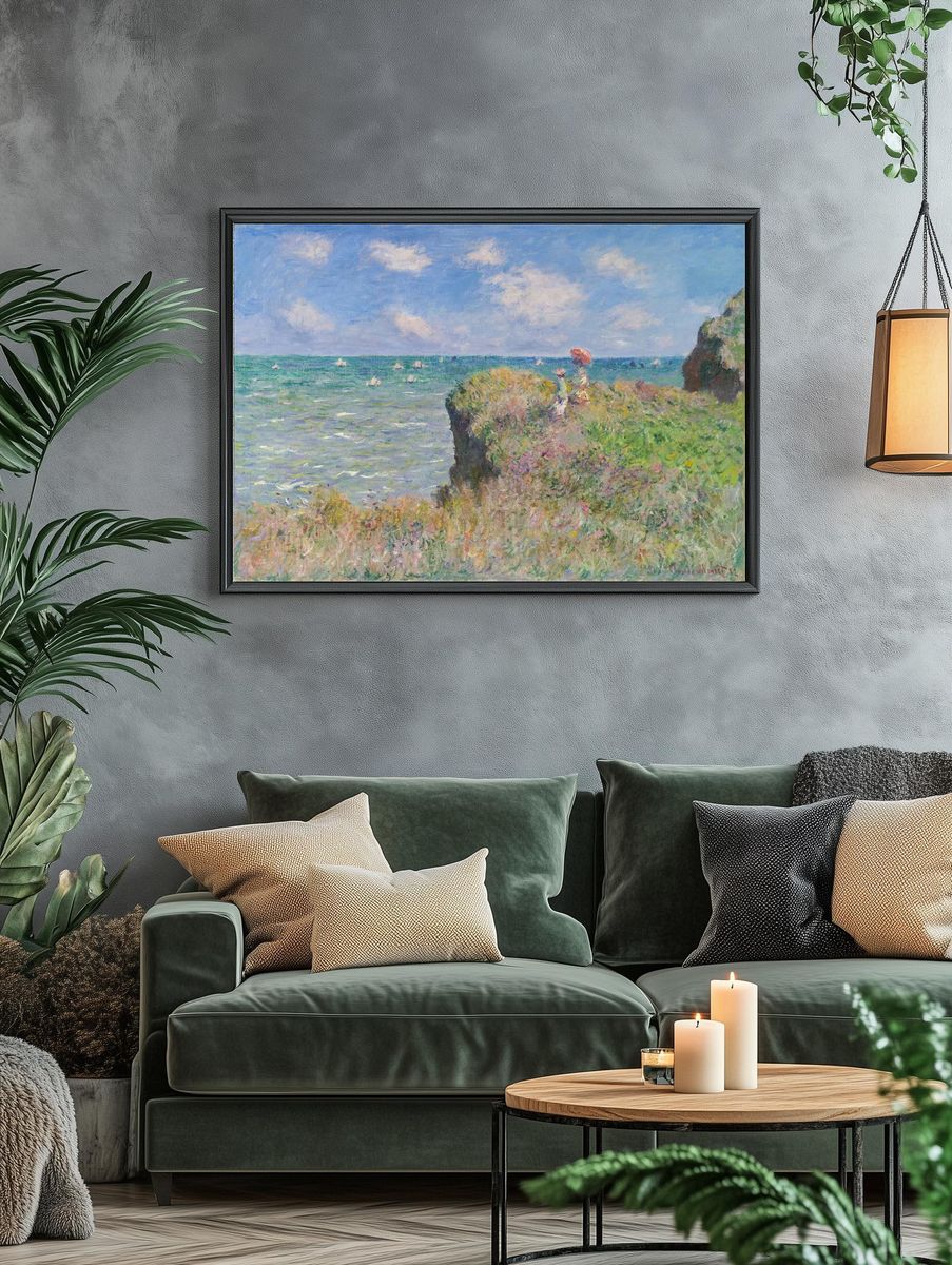 Cliff Walk at Pourville by Claude Monet (1882) — Art Print. — room view 4