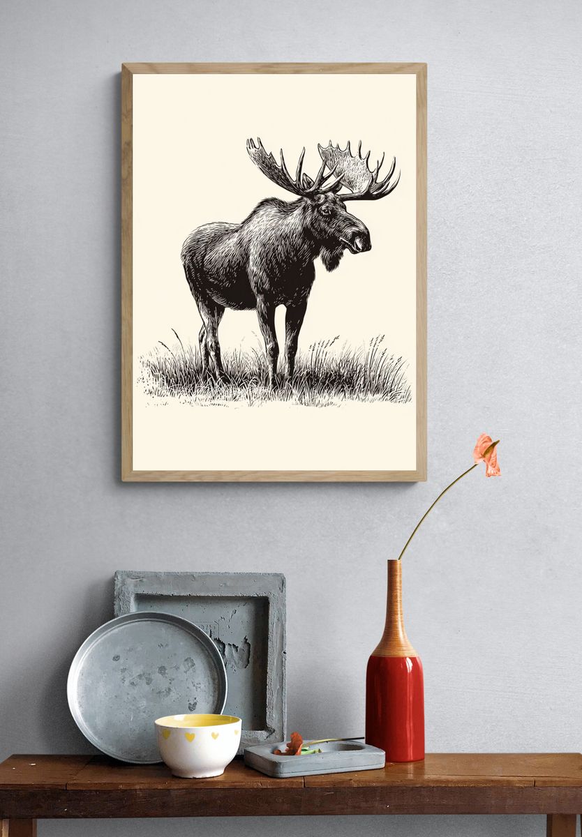 Moose Illustration Poster. — room view 3