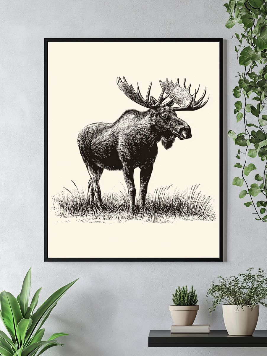 Moose Illustration Poster. — room view 4