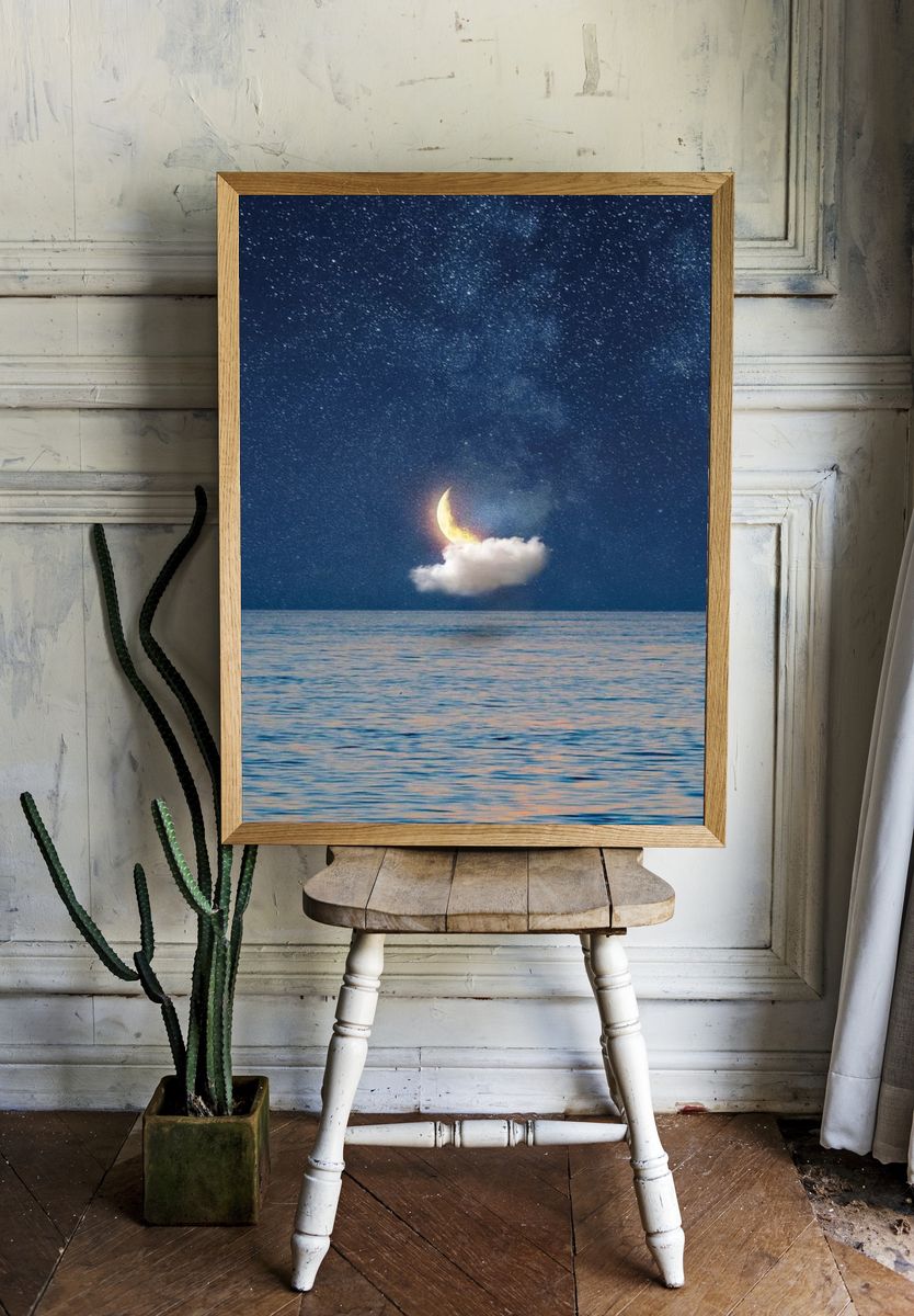 Moonlit Ocean — Surreal Print. — room view 1