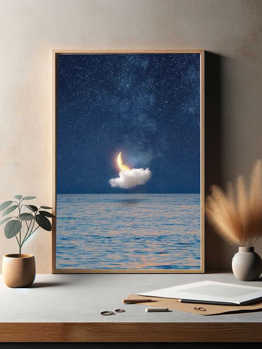 Moonlit Ocean — Surreal Print. — room view 2