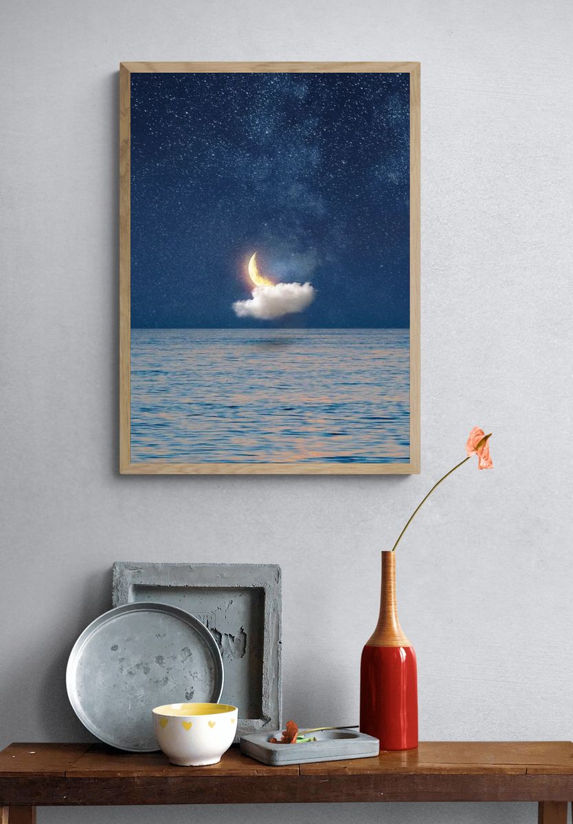Moonlit Ocean — Surreal Print. — room view 3