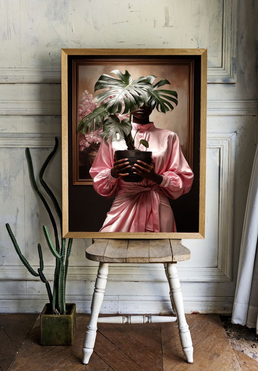 Monstera Portrait Illustration Poster. — room view 1
