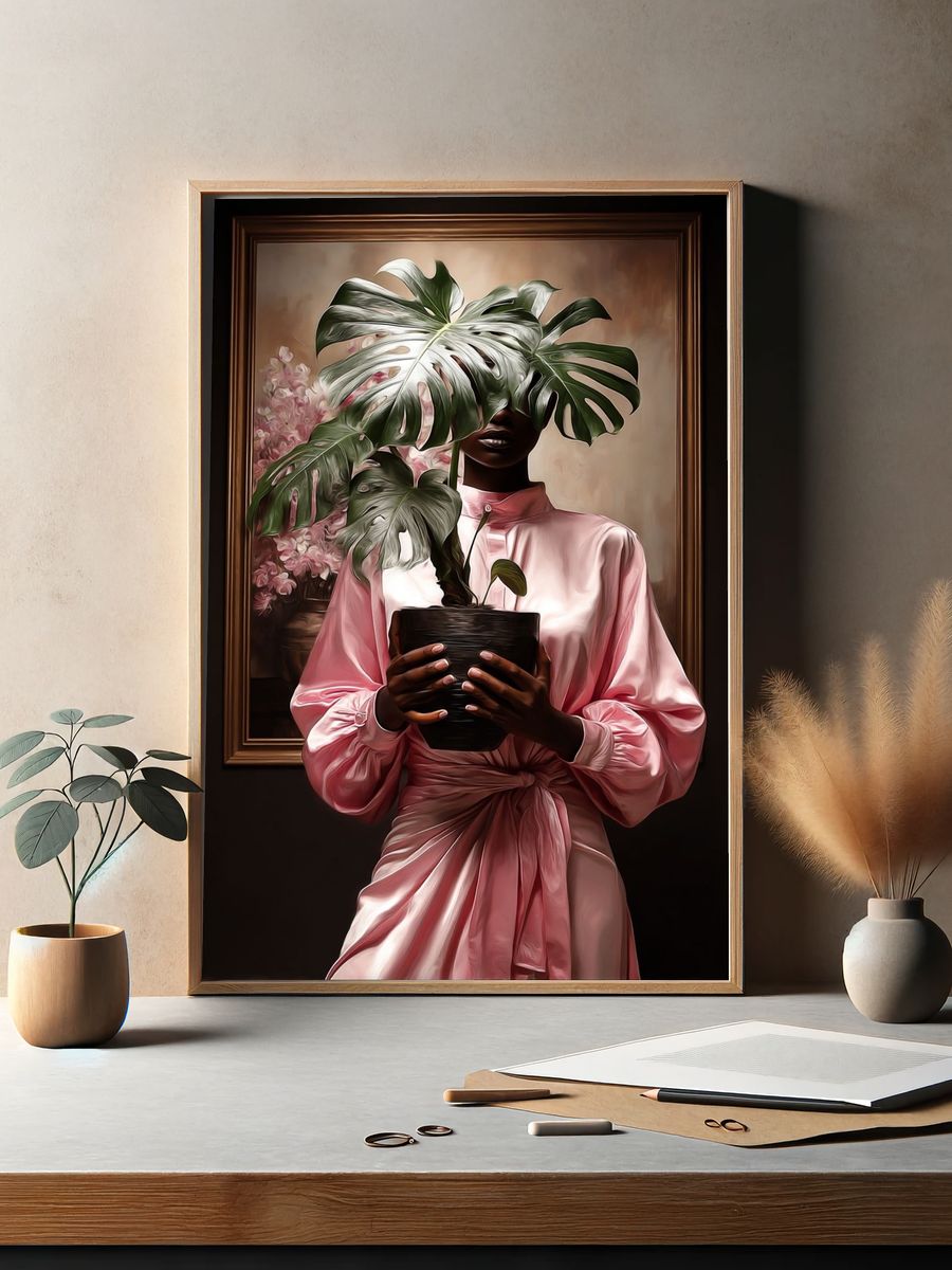 Monstera Portrait Illustration Poster. — room view 2
