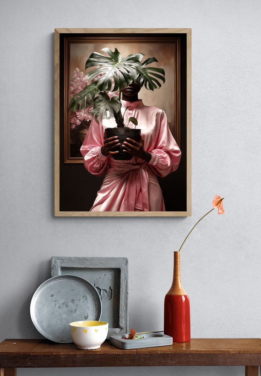 Monstera Portrait Illustration Poster. — room view 3