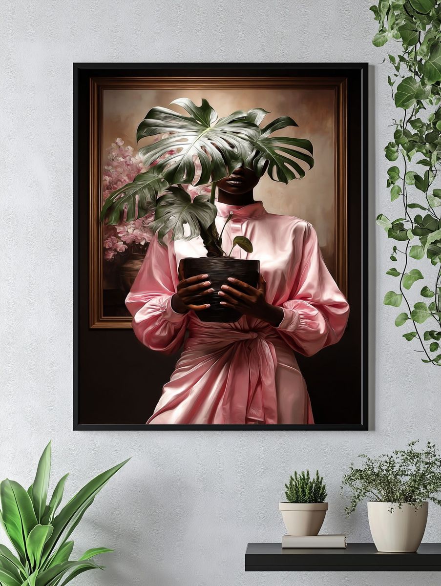 Monstera Portrait Illustration Poster. — room view 4