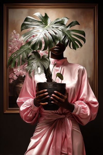 Monstera Portrait Illustration Poster. poster print