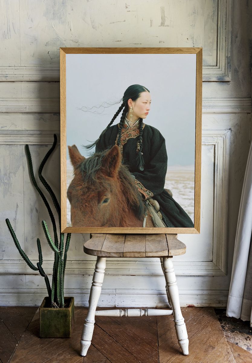 Mongolian Rider Portrait Print. — room view 1