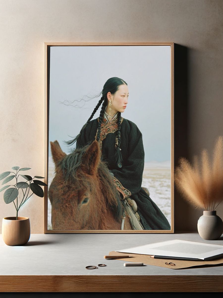 Mongolian Rider Portrait Print. — room view 2