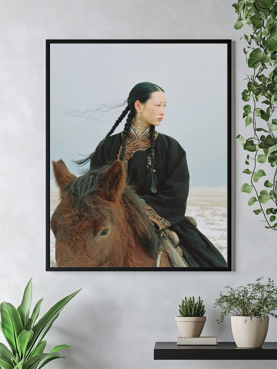 Mongolian Rider Portrait Print. — room view 4