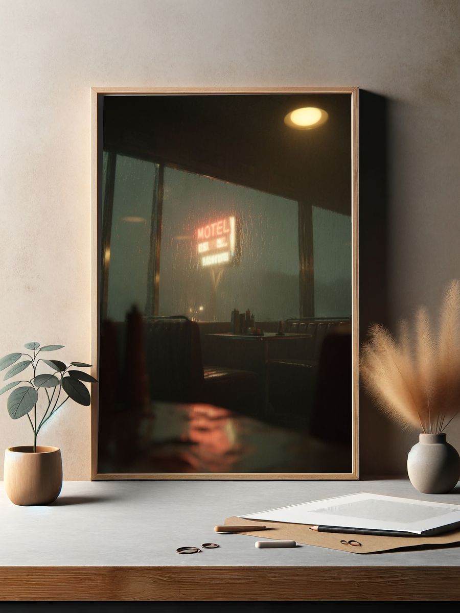 Motel Rainy Night — Photography Print. — room view 2