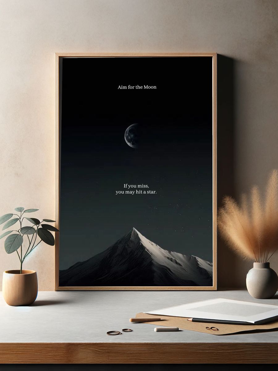 Aim for the Moon — Motivational Print. — room view 2