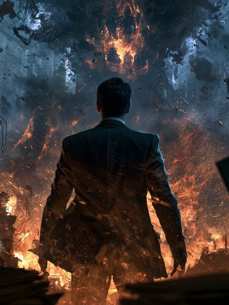 Apocalyptic Man Silhouette Sci-Fi Poster. poster detail