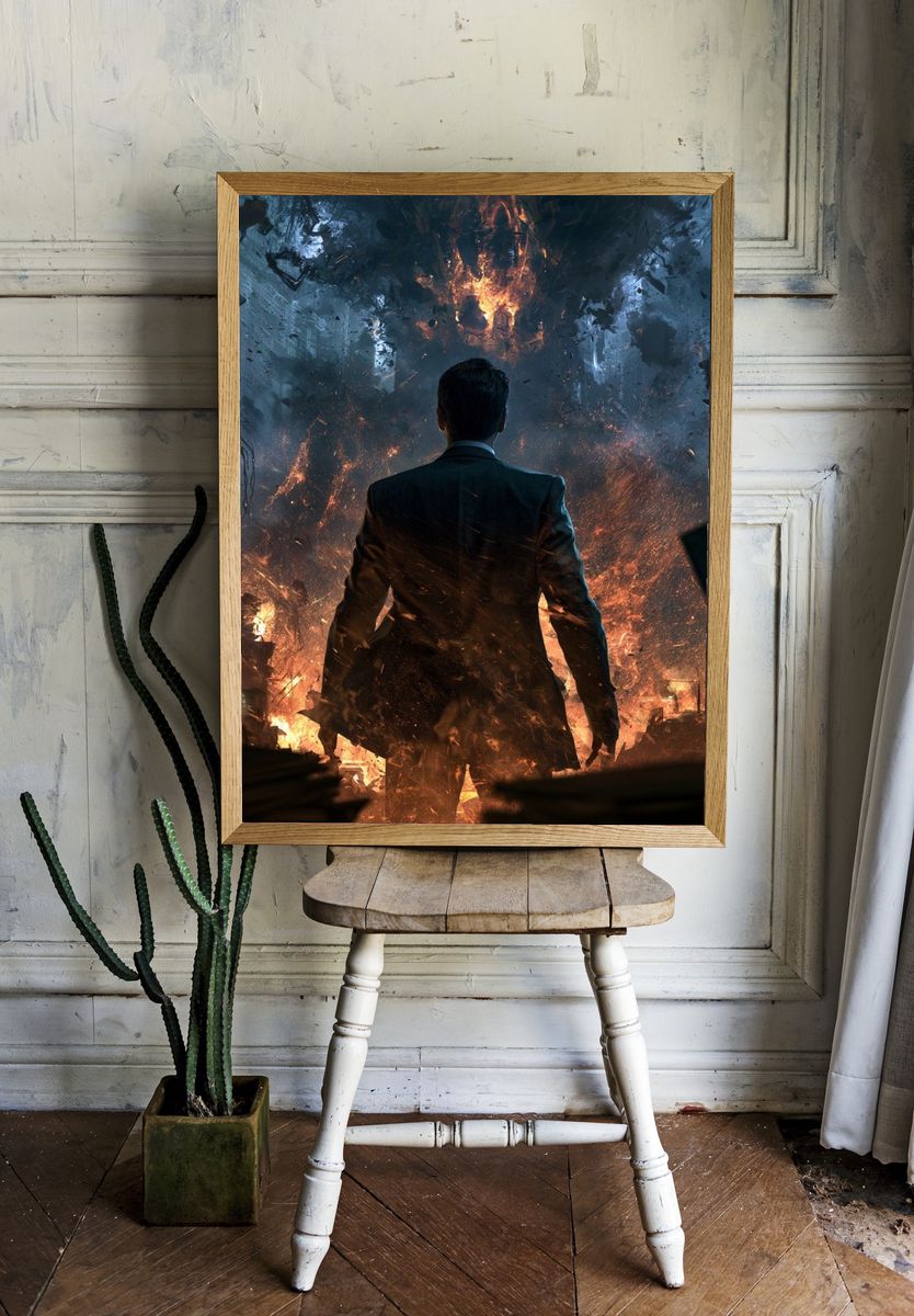 Apocalyptic Man Silhouette Sci-Fi Poster. room preview
