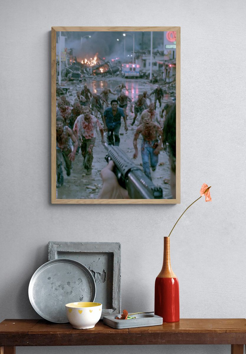 Zombie Apocalypse Street Scene Print. — room view 3