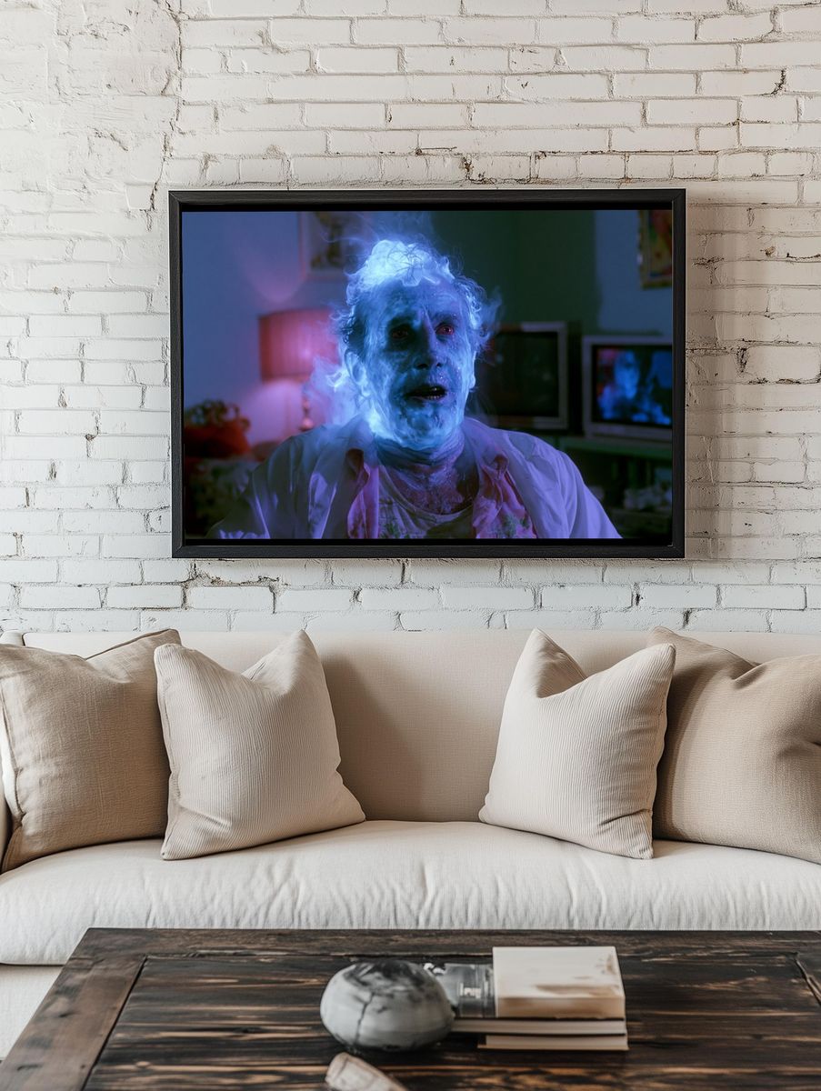 Ghostly Blue Portrait Horror Print. room preview