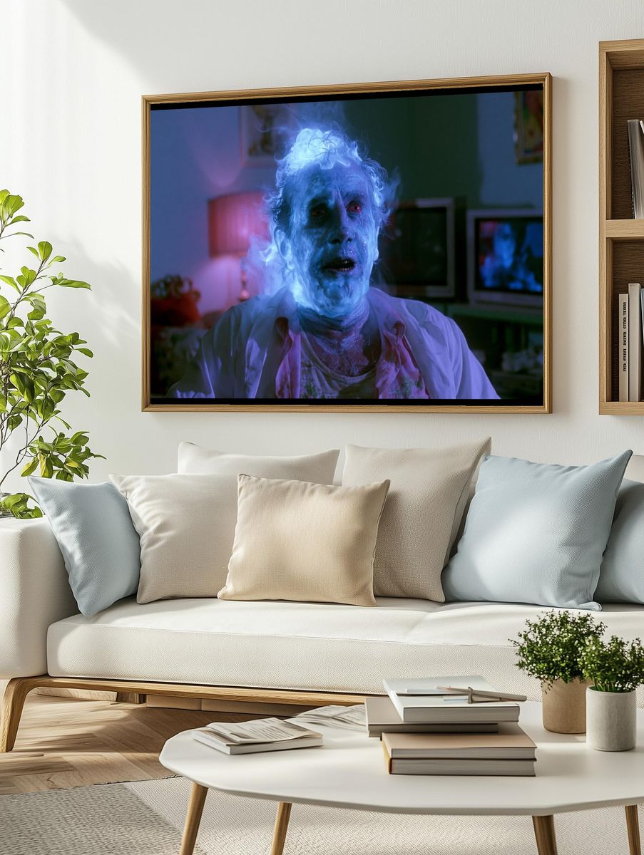 Ghostly Blue Portrait Horror Print. — room view 2