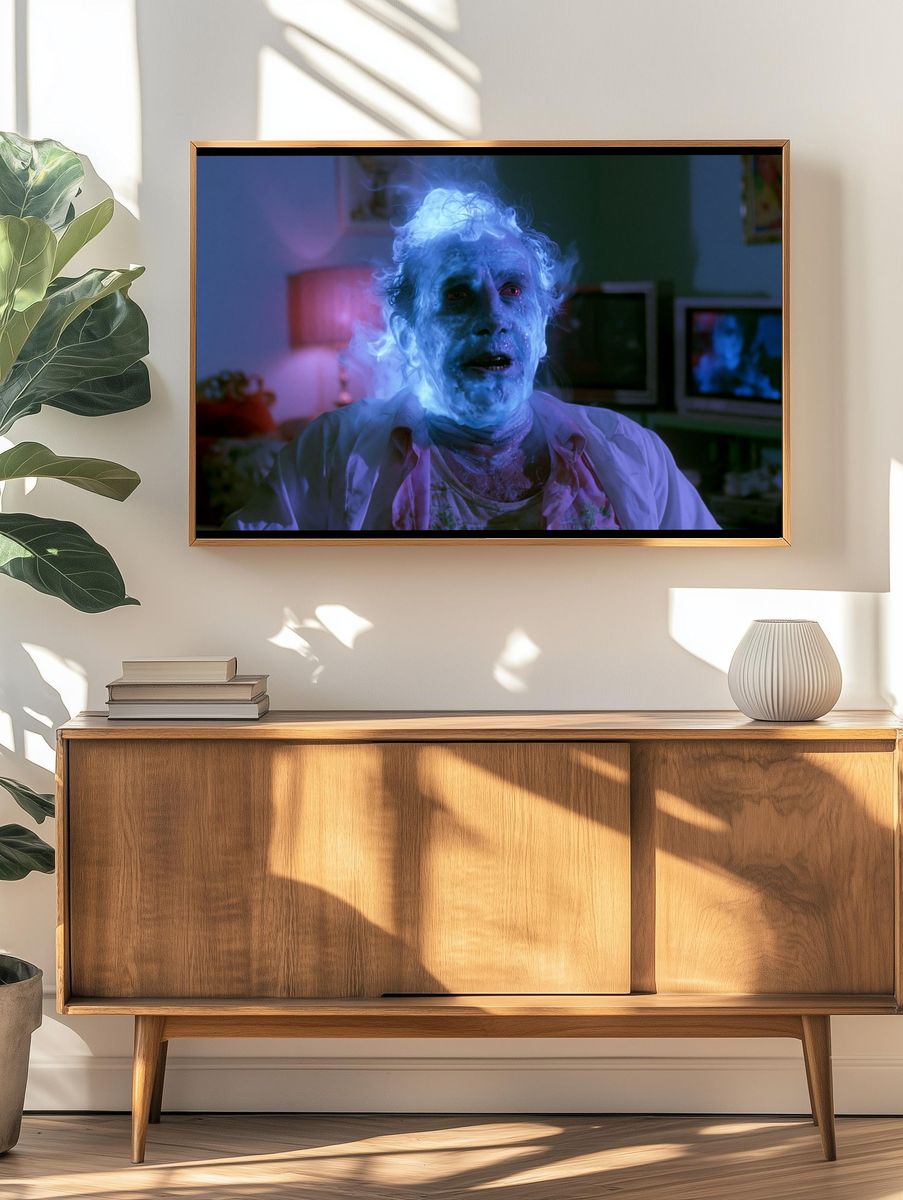 Ghostly Blue Portrait Horror Print. — room view 3