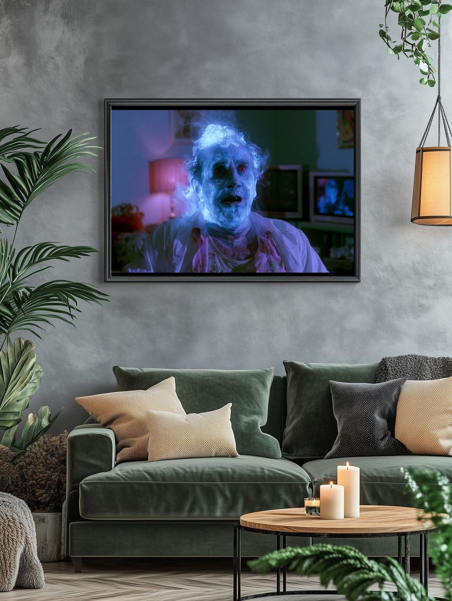 Ghostly Blue Portrait Horror Print. — room view 4