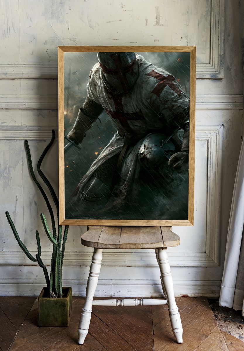 Crusader Knight Battle Poster. room preview